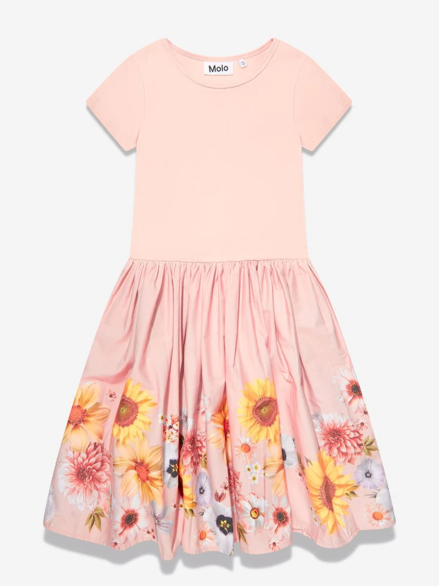 Molo Teen Girls Pink Retro Striped Dress - Vintage Style Striped Dress for Teens