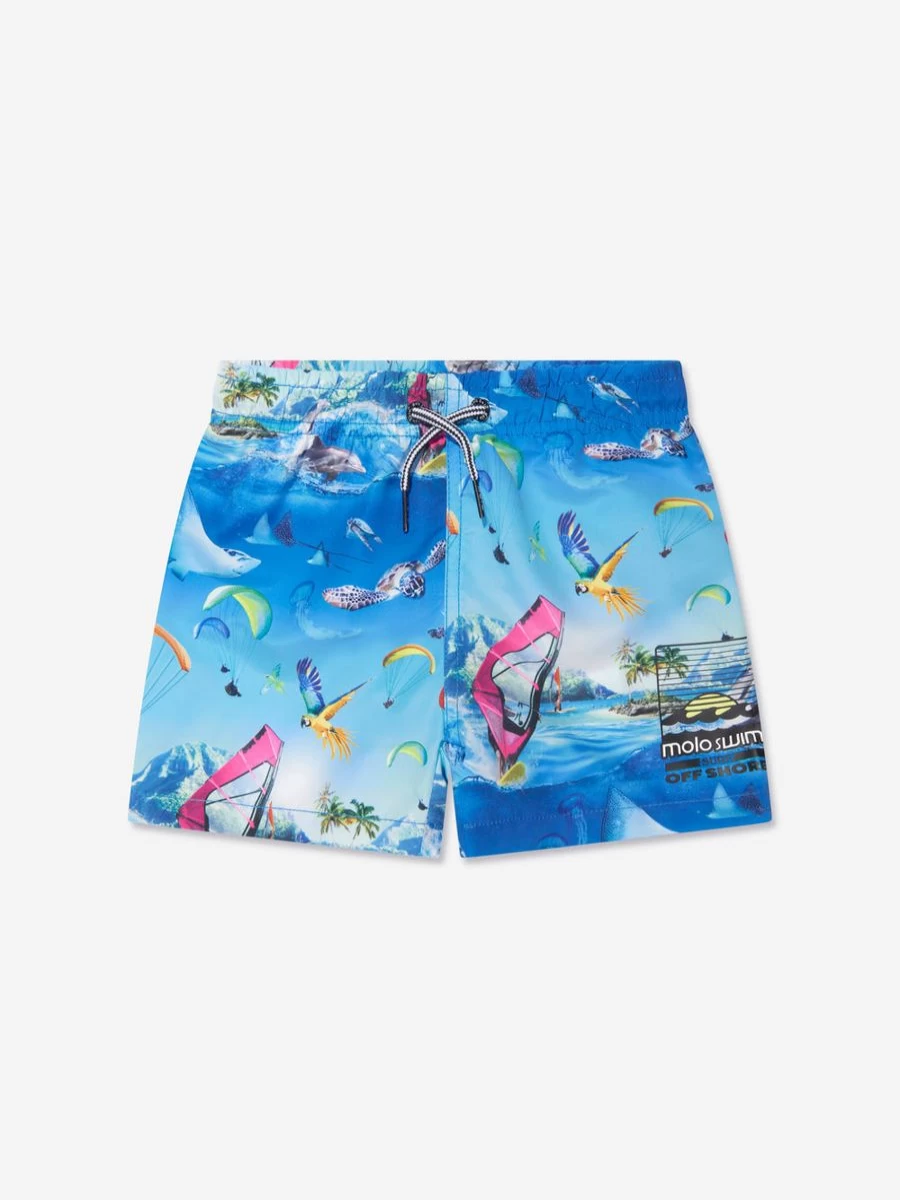 Molo Baby Boys Blue Ocean Print Niko Swim Shorts