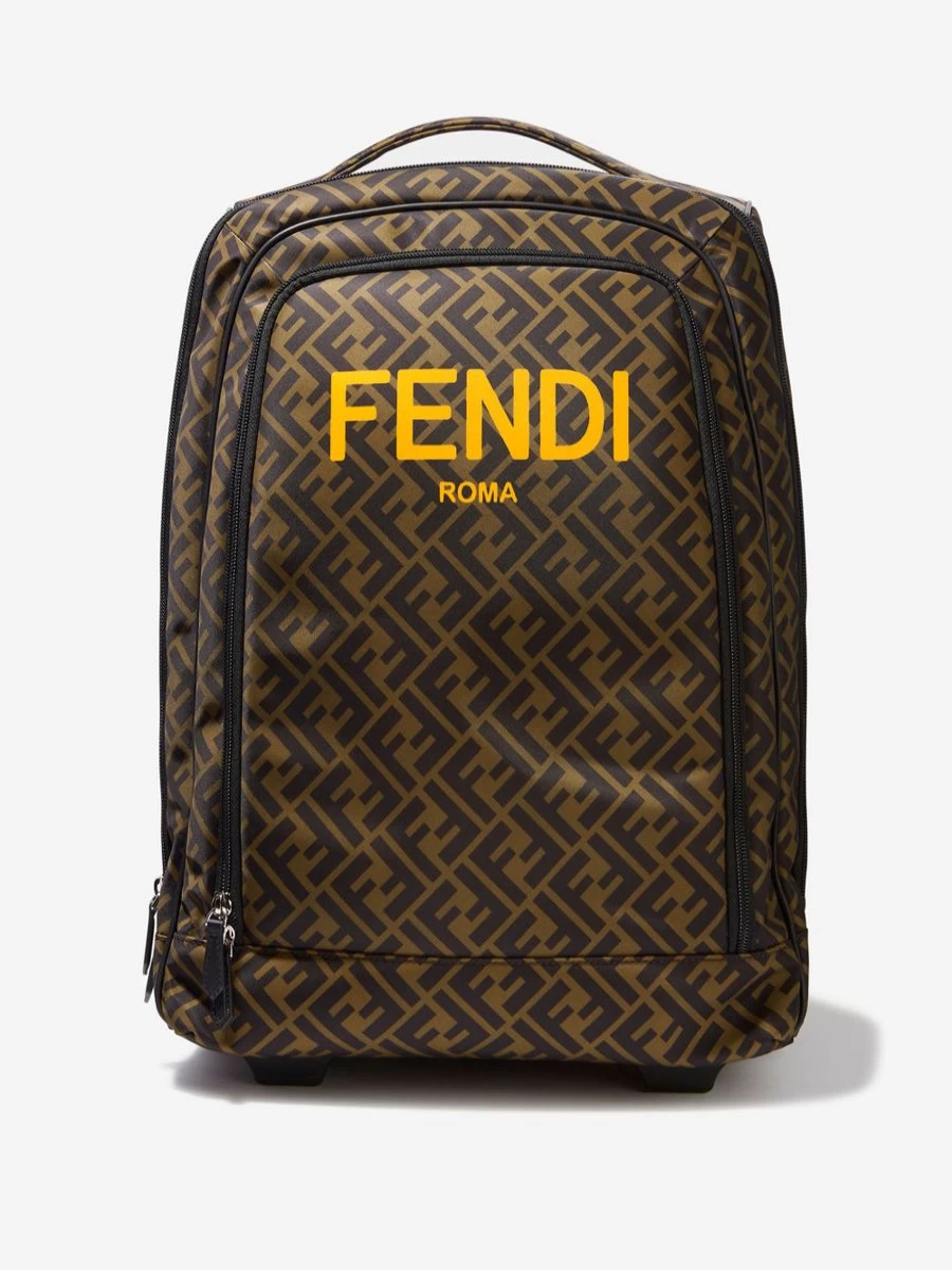 Fendi Kids Boys FF Logo Trolley Case 40cm Travel Luggage for Children