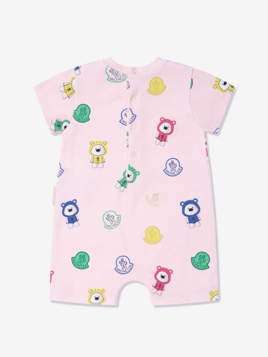Moncler Enfant Baby Girls Pink Bear Print Romper - Cute & Comfortable Outfit