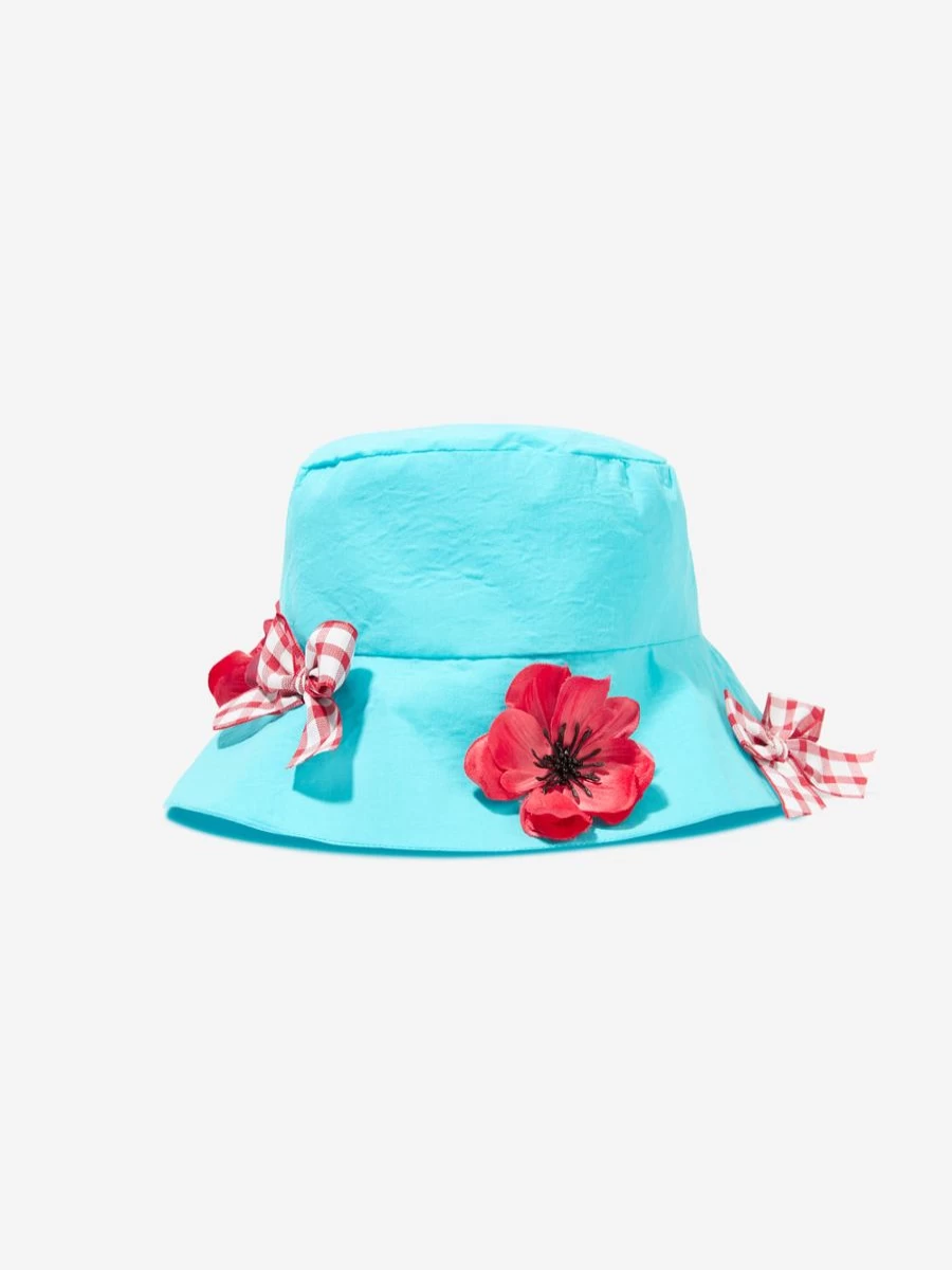"Selini Action Blue Poppy & Bows Bucket Hat for Teen Girls"