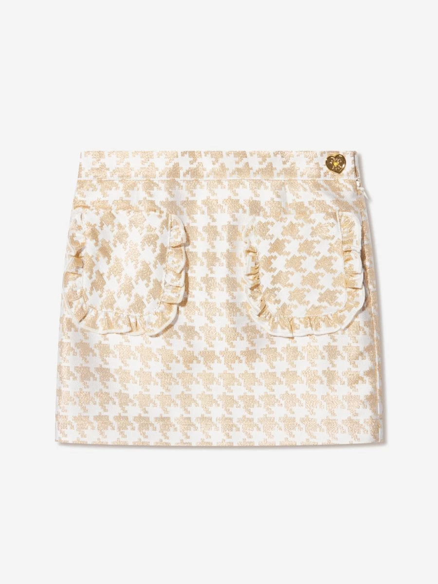 Angels Face Girls Gold Houndstooth Aleta Skirt for Kids Fashion