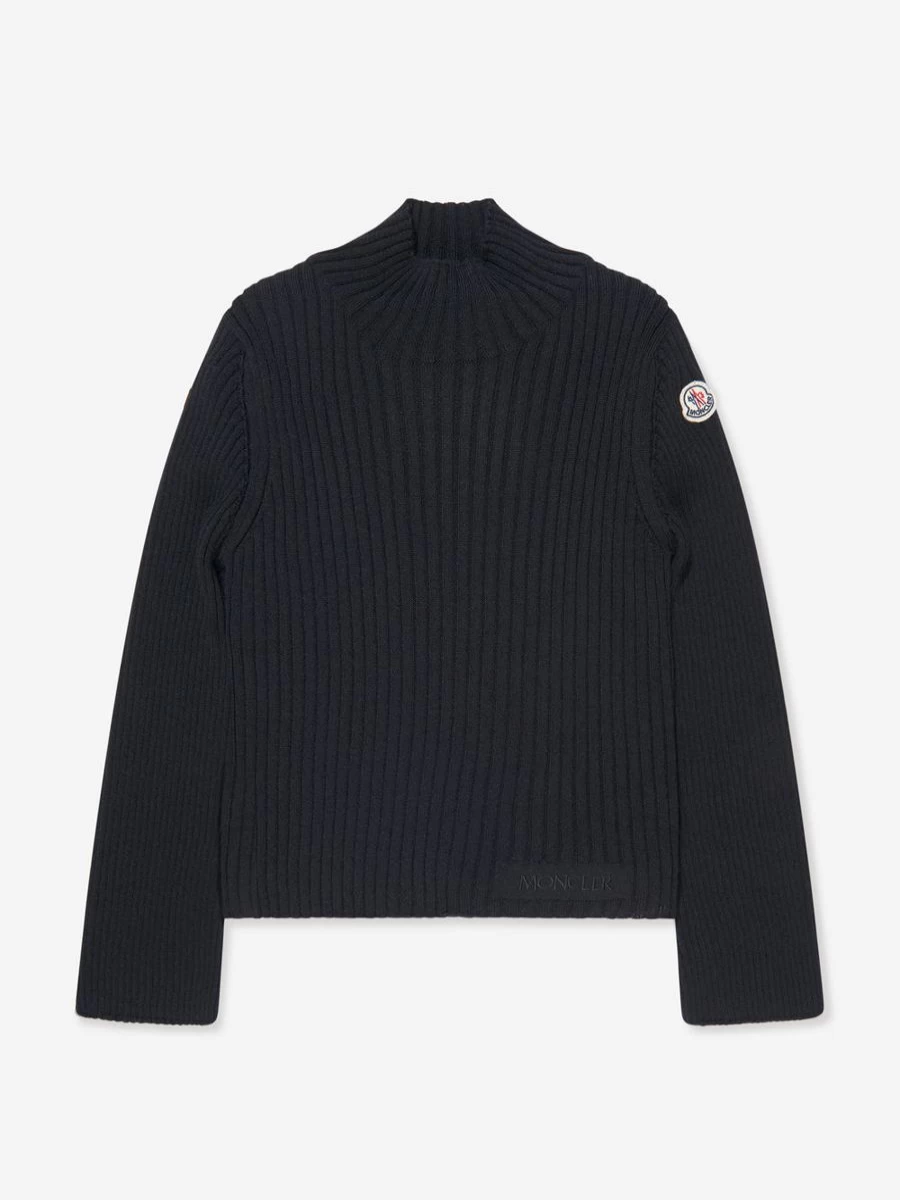 Moncler Enfant Black Turtleneck Top for Teen Girls