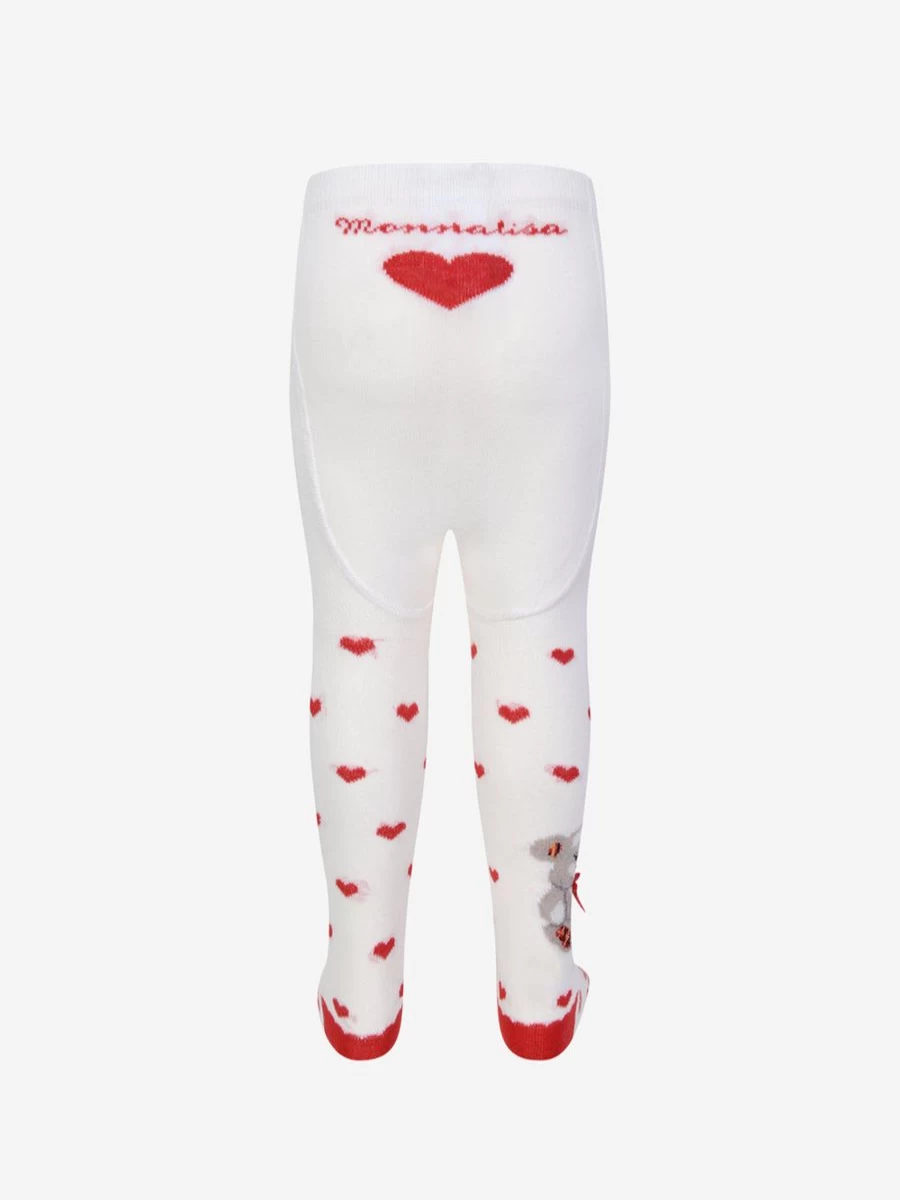 Monnalisa Baby Girls' Red Bear Print Tights - Soft & Comfortable Toddler Leggings