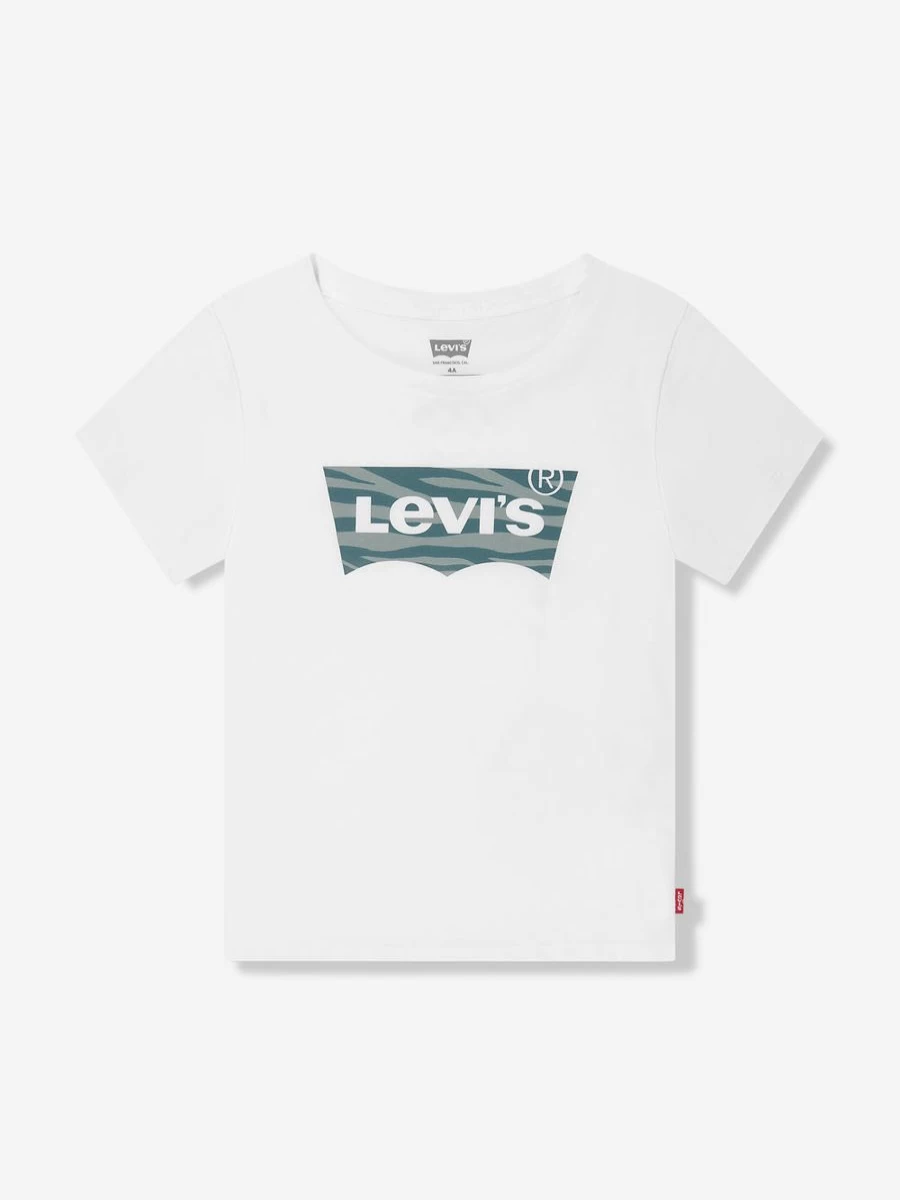 Levi's Kids Girls Zebra Print Batwing T-Shirt - White Casual Tee