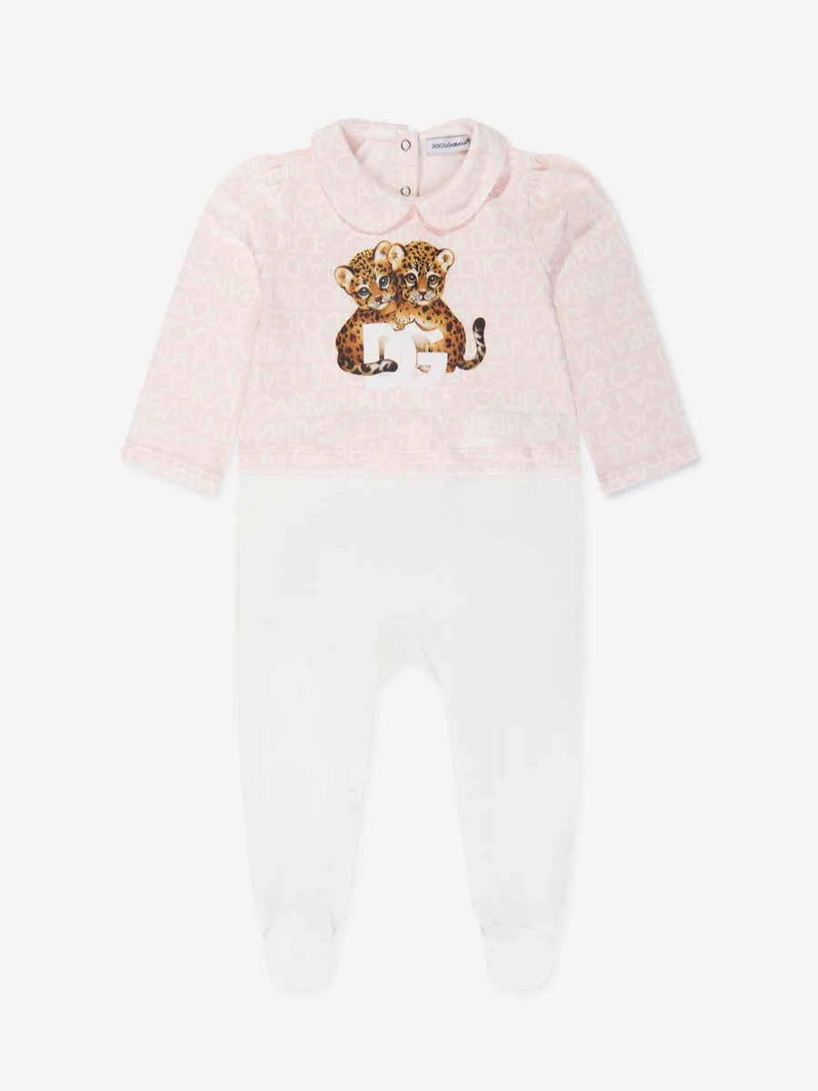 Dolce & Gabbana Kids Pink Leopard Babygrow Gift Set for Baby Girls
