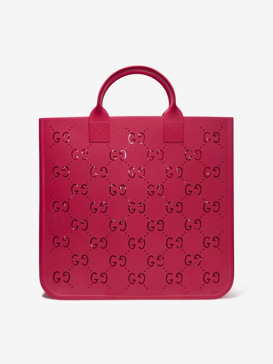 Gucci Kids Pink GG Monogram Rubber Tote Bag for Girls