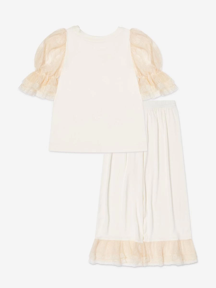 Amiki Children Girls Agatha Cream Pyjama Set - Soft Cotton Sleepwear for Kids
