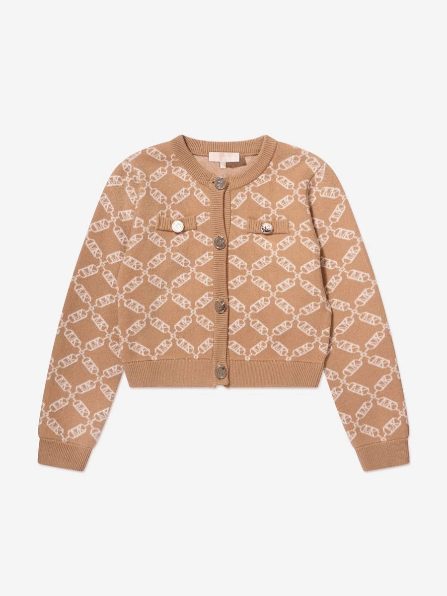 Michael Kors Beige Knitted Cardigan for Teen Girls - Cozy Chic Sweater