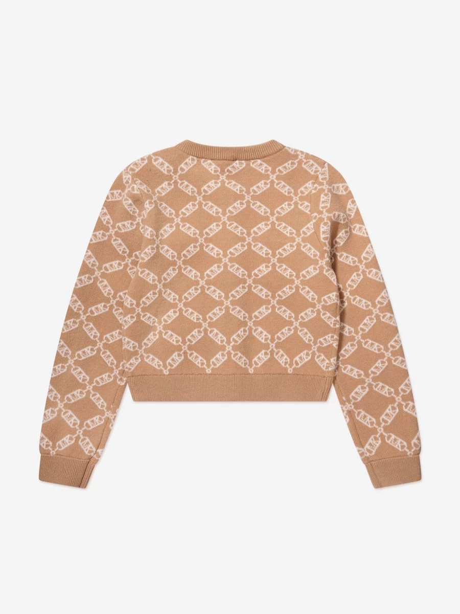 Michael Kors Beige Knitted Cardigan for Teen Girls - Cozy Chic Sweater