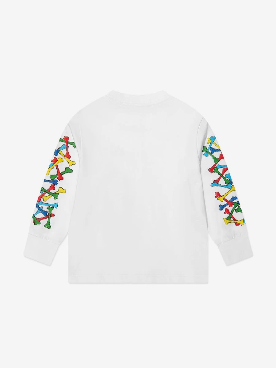 Amiri Boys White Scribble Bones Graphic Long Sleeve T-Shirt for Kids