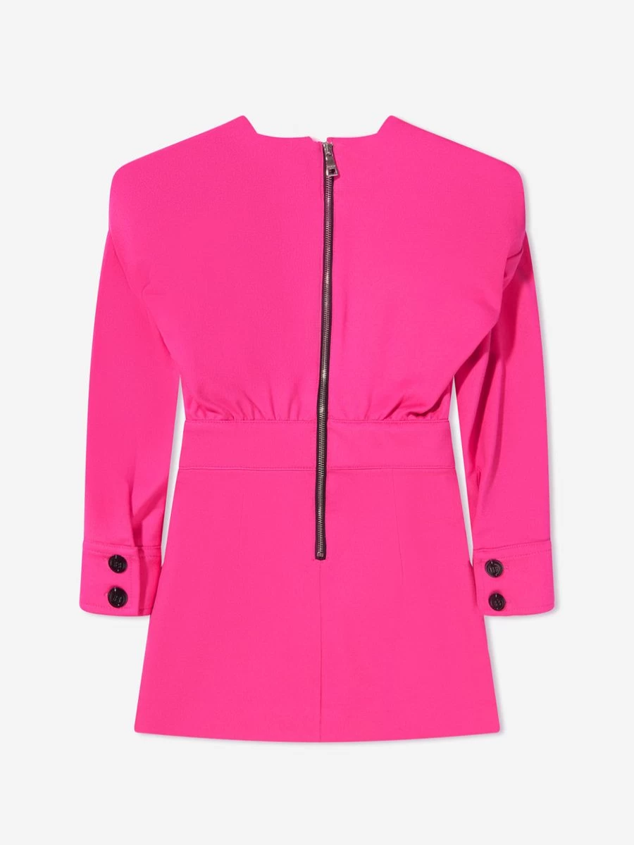 Balmain Girls' Long Sleeve Shoulder Pad Dress for Fashionable Kids