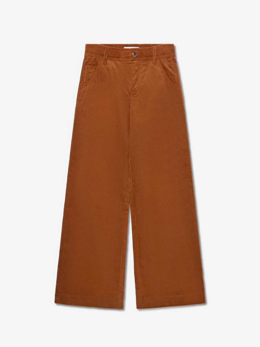 Chloé Girls Brown Corduroy Trousers for Kids - Stylish & Comfortable Pants