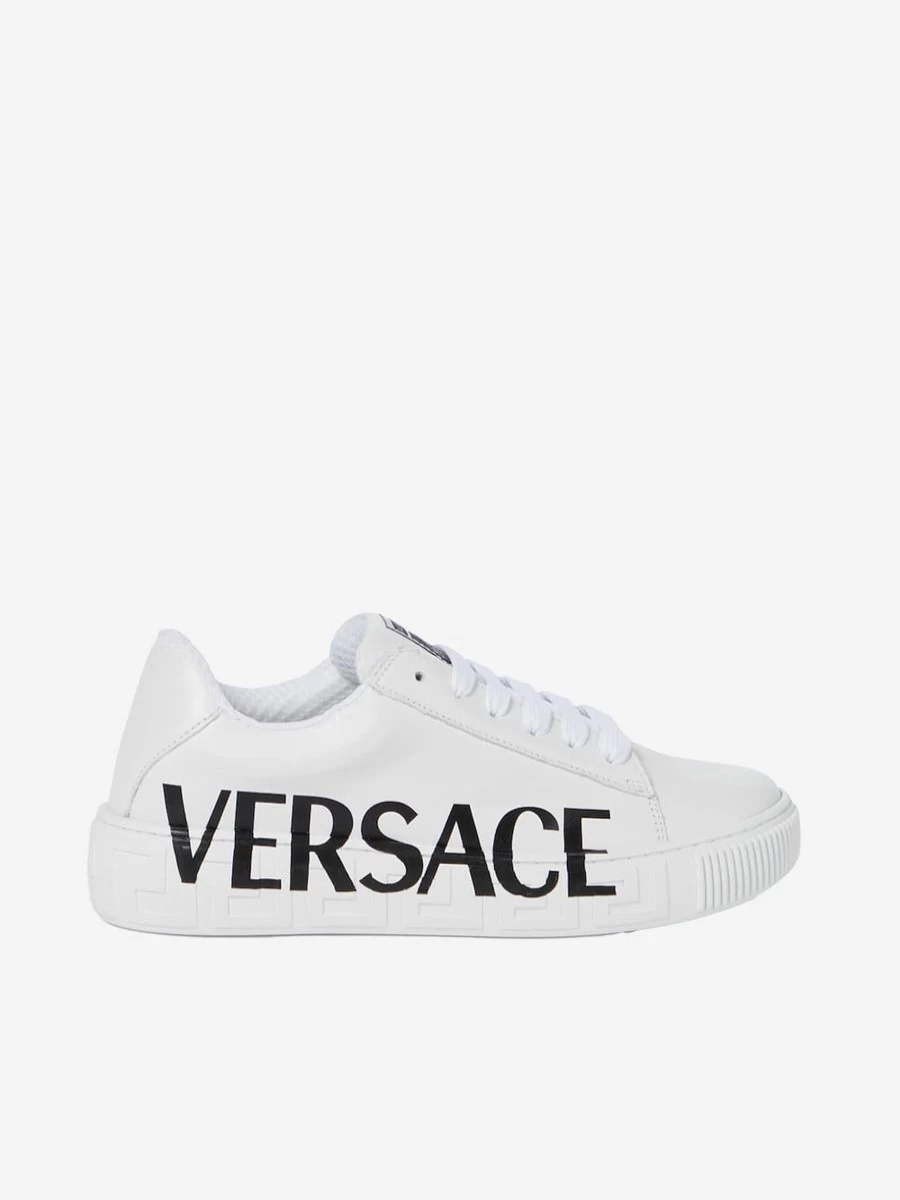 Versace Girls Leather Logo Trainers - Stylish Kids Sneakers | Childsplay Clothing