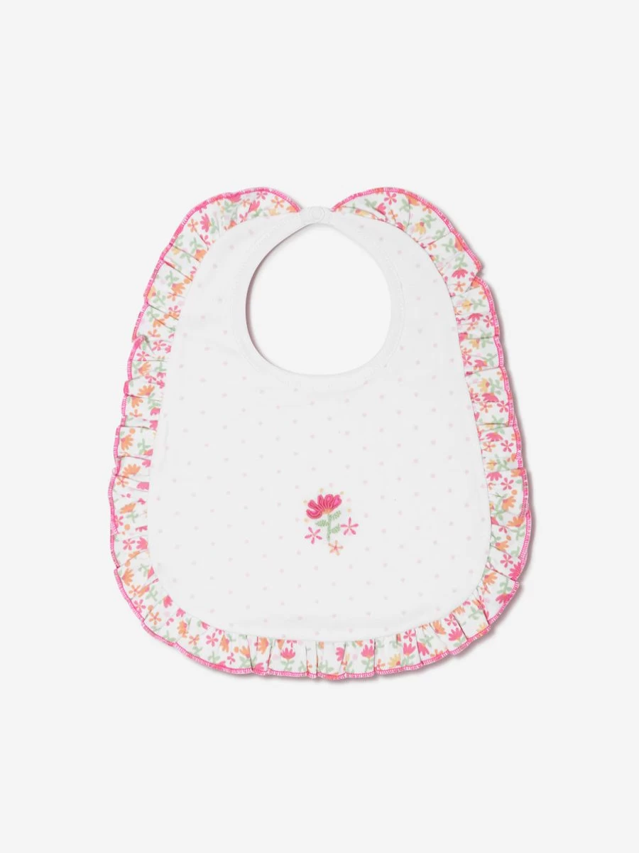Magnolia Baby White Embroidered Ruffle Bib for Girls - Soft & Stylish Infant Bibs