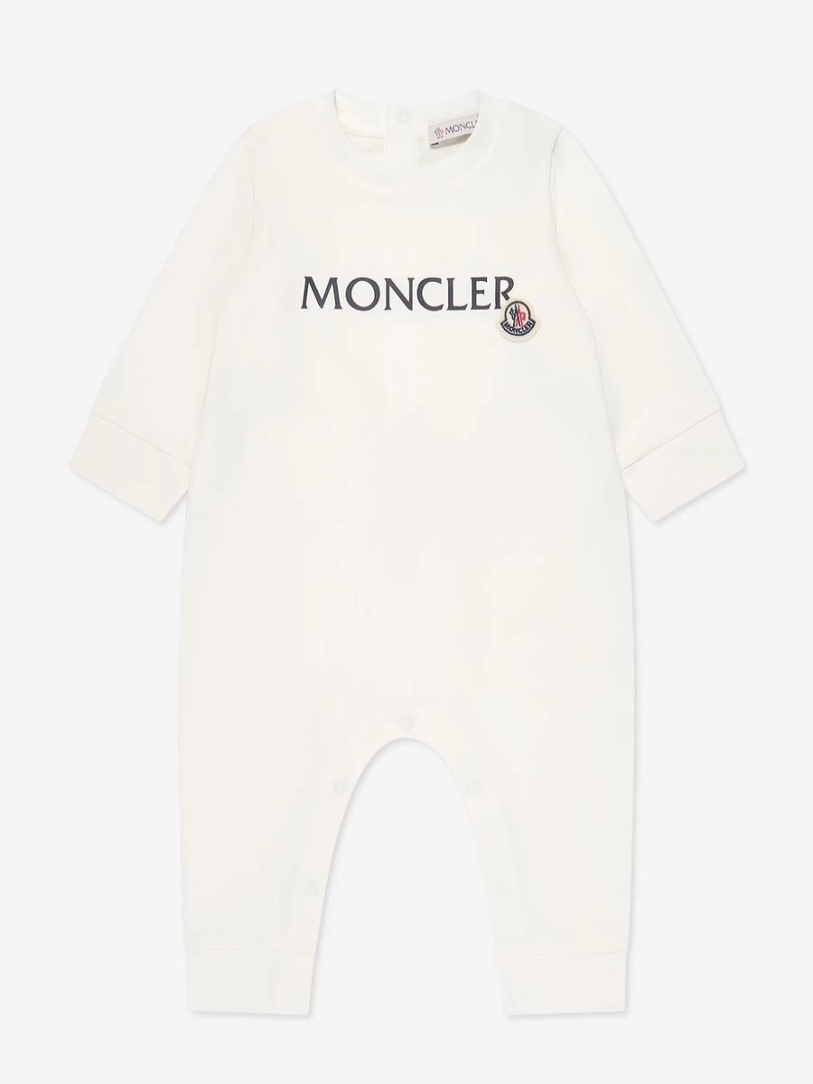 Moncler Enfant Baby Girl's White Logo Romper - Stylish & Comfortable Bodysuit