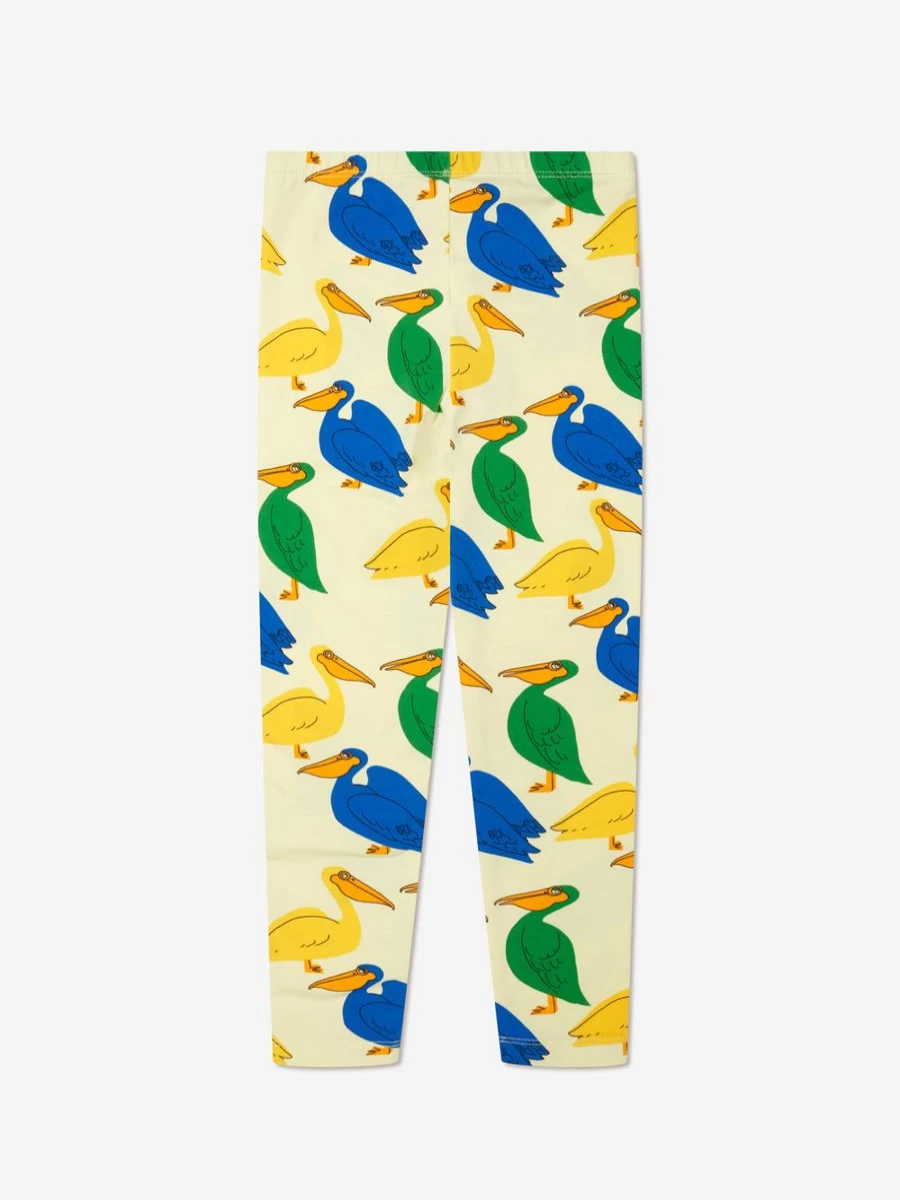 Mini Rodini Girls' Yellow Pelican Print Leggings for Kids