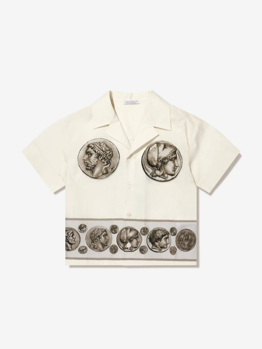 Dolce & Gabbana Kids Teen Ivory Short Sleeve Shirt for Boys