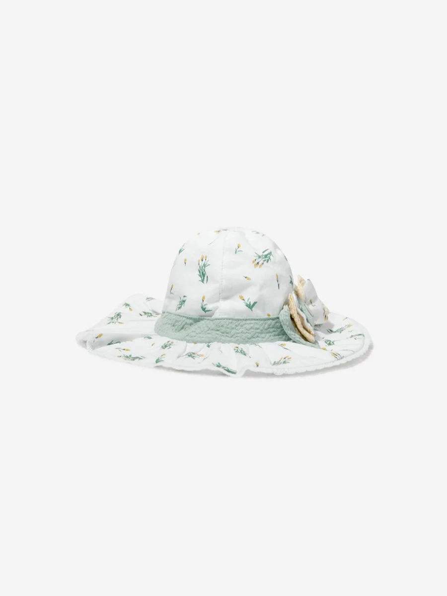 Patachou Teen Girls Floral Bow Hat - White Summer Fashion Accessory