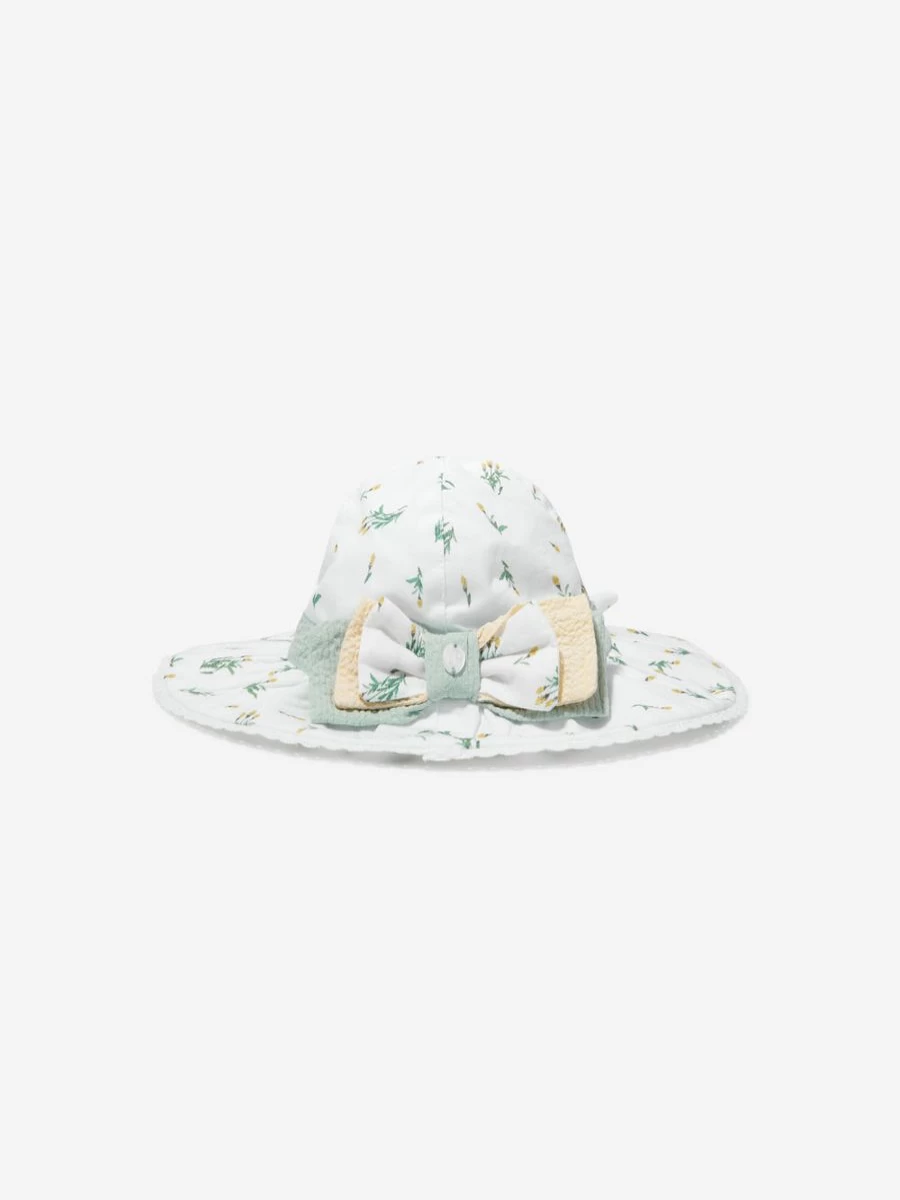 Patachou Teen Girls Floral Bow Hat - White Summer Fashion Accessory