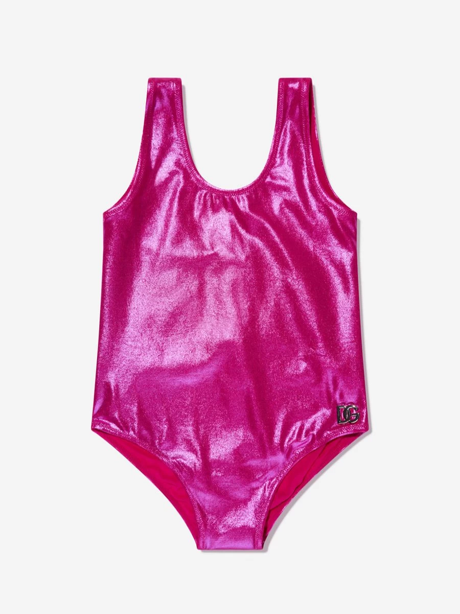 Dolce & Gabbana Kids Girls Pink Metallic Shine Swimsuit for Summer Beach