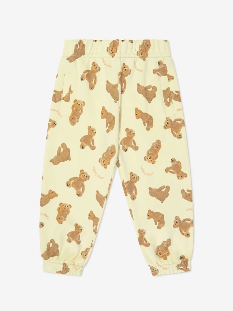 Palm Angels Boys' Bear Print Joggers in Yellow - AOP Design Baby Pants